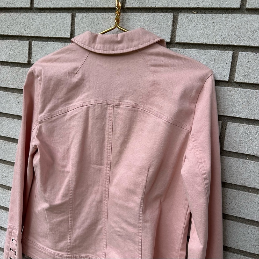 NWT Baccini Pink Moto Zip Jacket with Lace-Up Cuffs Size‎ M Balletcore Coquette - Picture 7 of 12